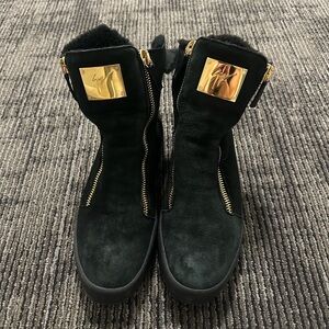 Giuseppe Zanotti Black and Gold High-Top Boots